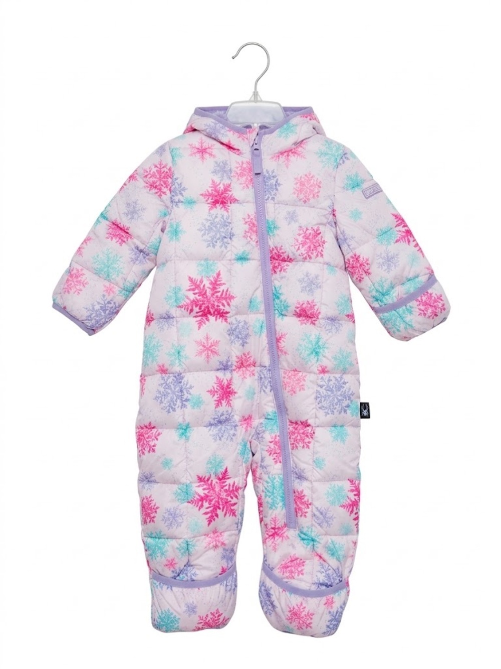 Spyder NWT Baby Girl Pink Snowflake One Piece Zip Up Snowsuit Size 9-12 months